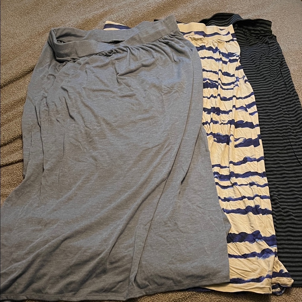 Loft XL Maxi Skirt Set - Gray, Cream/Blue, Black Stripe